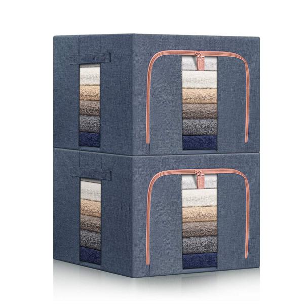 収納ボックス 50x40x33cm 収納ケース 衣類収納 ダブルドア 600Ｄオックス 洋服収納 麻...