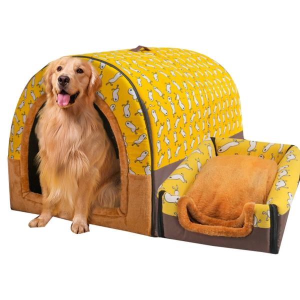 ドームベッド 黄色 ハウス チワワ 犬 ベッド ベット 小型犬 ドーム ドーム型ペットハウス 保温 ...
