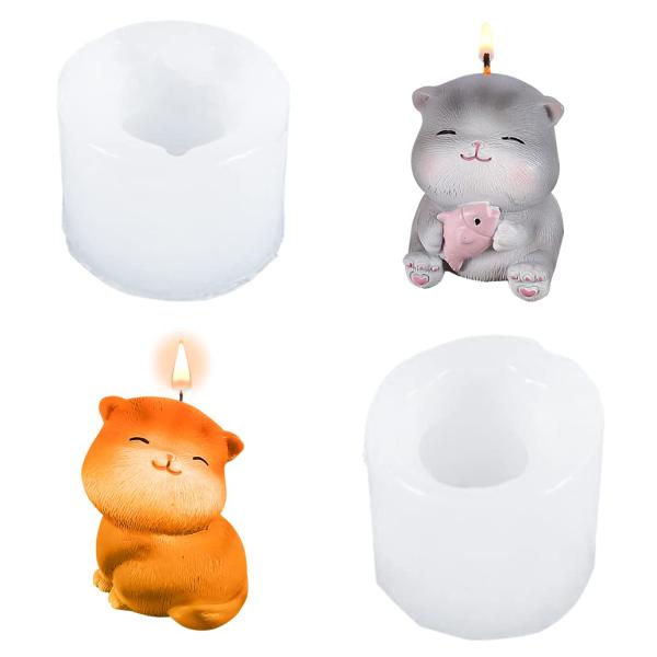DIY 立体猫 シリコンモールド キャンドル ２個 可愛い 石けん 手芸品 レジン型 ソフトモールド...