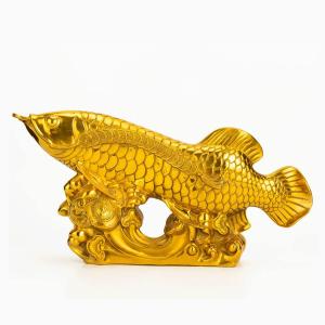 金魚 オブジェ 真鍮製 細工 おめかし金魚 かわいい手作り おしゃれ プレゼント 還暦 結婚 退職 お祝い 長寿 インテリア 風水 運気アップ(Size:37cm)｜yoyo68-stroe