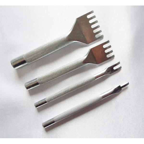 平目打ち レザークラフト 工具 かがり縫い 革細工 DIY 道具 4本セット 刃幅2.5mm