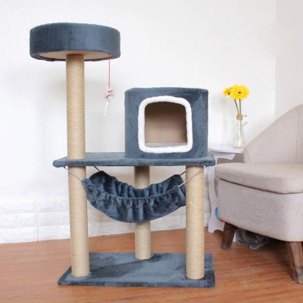 キャットタワー 猫タワー 小型猫 ハウス 猫 遊び場 おもちゃつき フワフワ 可愛い ベッドハウス ...