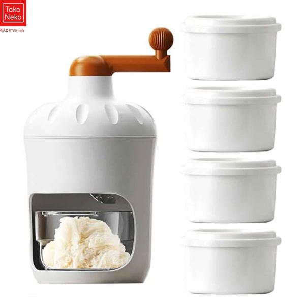かき氷器 手動式 砕氷機 手動アイスクラッシャー ステンレス鋼刃 手回しハンドル ケース付き 製氷カ...