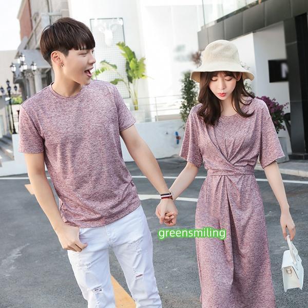 夏ワンピース ペアルック Tシャツ ご夫婦揃い ペアtシャツ カジュアル リゾート
