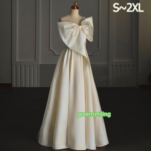 パーティードレス ドレス ロング サテン ドレス  オフショルダー 結婚式