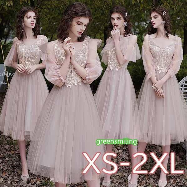 ドレス 結婚式 大人 ピアノ 発表会 ブライズメイド ミディ丈 ミモレ丈 お揃いドレス 二次会 小さ...