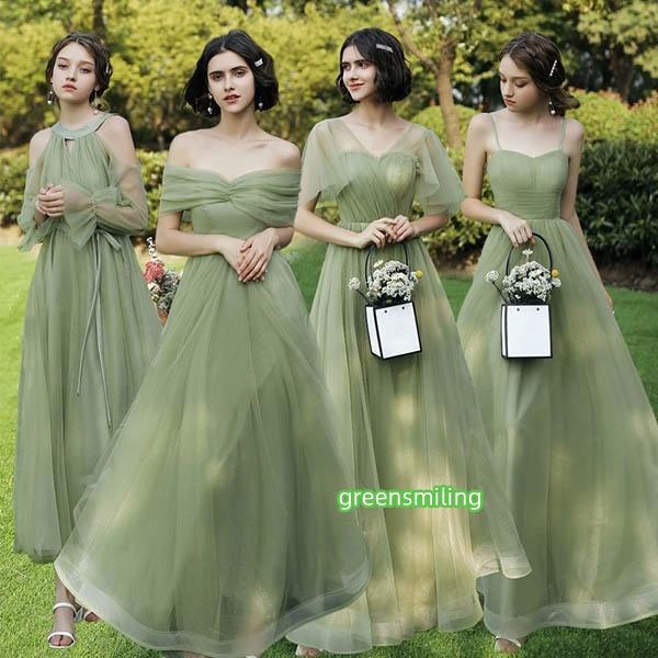 ブライズメイド ドレス ロング丈 結婚式 体型カバーフリル オフショルダー 花嫁