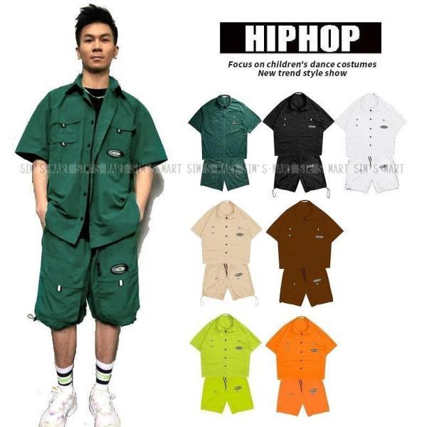 ヒップホップ ダンス衣装 セットアップ メンズ レディース 大人 キッズ ファッション ワークシャツ...