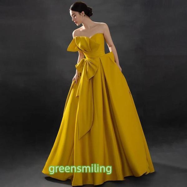 カラードレス ロングドレス イー ビスチェ Aラインドレス 演奏会 発表会 イブニングドレス ウェデ...