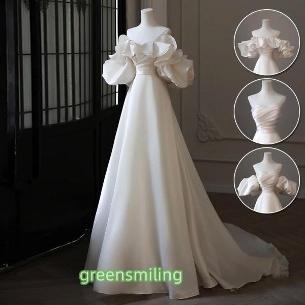 4way ウェディングドレス ウエディングドレス 付け袖 二次会 結婚式 披露宴 前撮り 袖あり ロ...