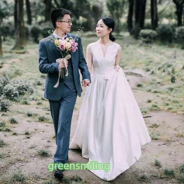 ウェディングドレス ウエディングドレス 二次会 ノースリーブ 結婚式 前撮り ブライダル ロングドレ...