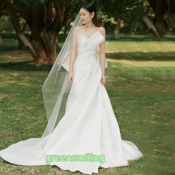 ウェディングドレス ウエディングドレス 二次会 結婚式 前撮り ブライダル ロングドレス 花嫁 スレ...