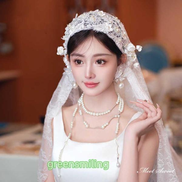 ウェディングベール ジュリエットベール ジュリエットキャップ レース ミドルベール ミドル丈 フラワ...