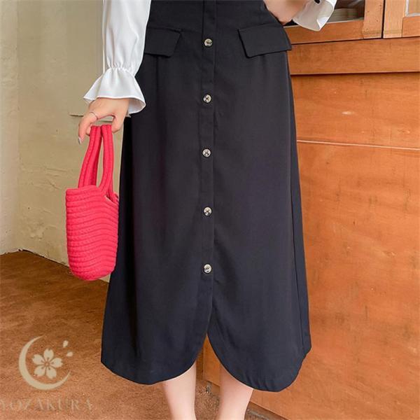 レディース 女性 秋 新作 大きいサイズ ハイウエスト Aワード  スプリットデザイン ロング マキ...