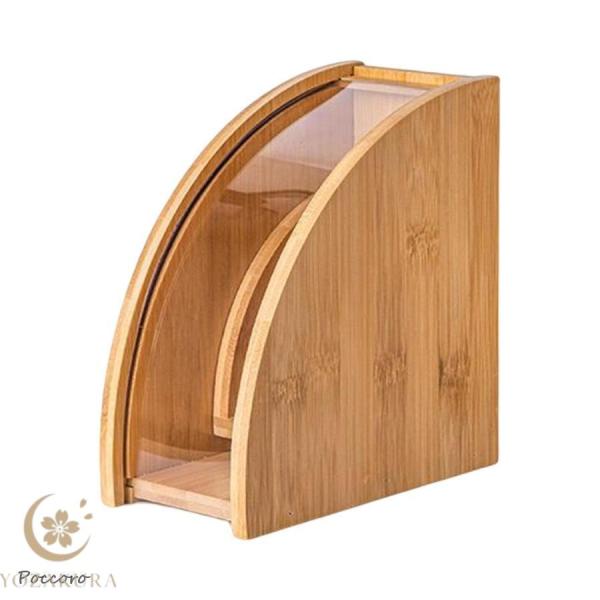 コーヒーペーパーフィルターホルダー スタンド ケース 防水 防塵 竹製 収納ボックス カウンタートッ...