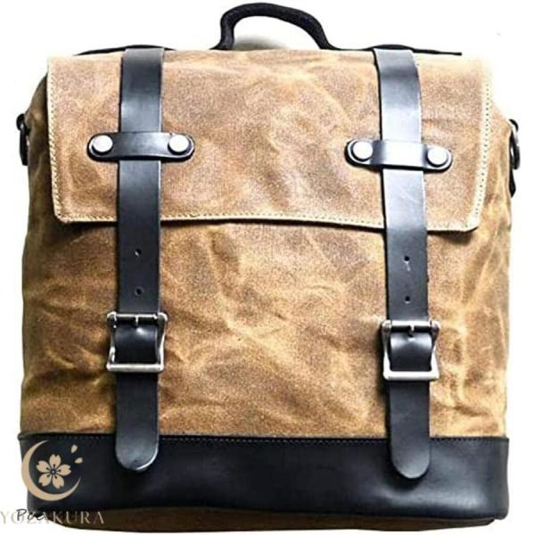 レトロキャンバスオートバイサイドバッグオートバイハンギングバッグ防水ショルダーサイドバッグテールバッ...