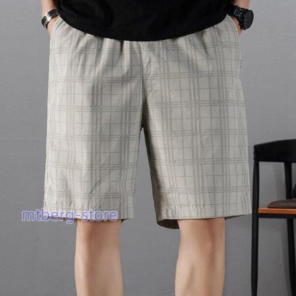 ハーフパンツ メンズ チェック柄 ショートパンツ ストレート 五分丈 爽やか 薄手 ゆったり ボトム...