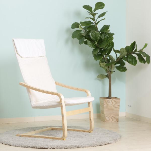 84057 リラックスチェアー スリム アイボリー ハイバックチェア チェア 高椅子 木製チェア 中...