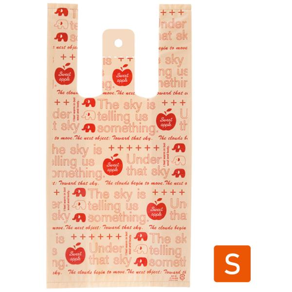 送料無料 可愛い 柄付 レジ袋 100枚 アップルレジバッグ S AP-S ビニール袋 ラッピング ...