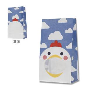 パックンバッグ No.4　ニワトリ (50枚)【窓付角底袋】HEIKO 窓付紙袋  角底袋 紙袋 プ...