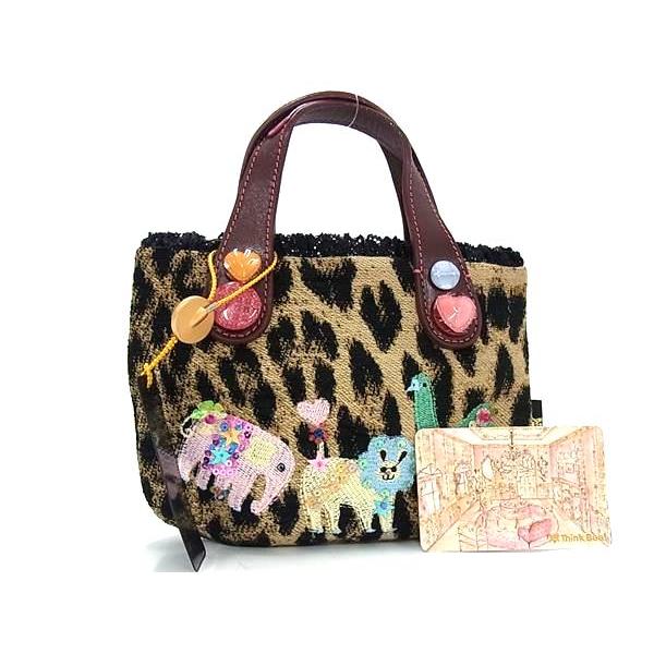 ■新品同様■ Think Bee! シンクビー！ スマイルライオン キャンバス レオパード ハンドバ...