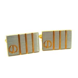 ■美品■ dunhill ダンヒル カフスボタン カフリンクス アクセサリー ビジネス 紳士 メンズ ゴールド系×シルバー系 DE5574