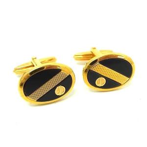 ■美品■ dunhill ダンヒル カフスボタン カフリンクス アクセサリー ビジネス 紳士 メンズ ゴールド系×ブラック系 DE7387