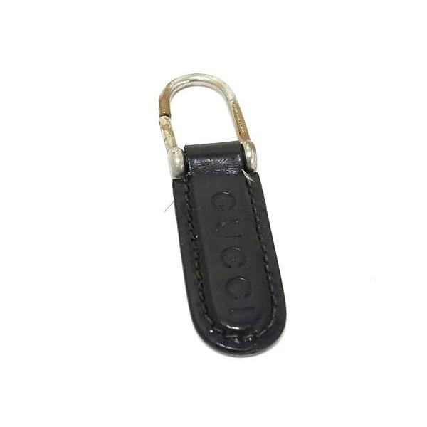 GUCCI グッチ レザー キーホルダー チャーム メンズ レディース ブラック系×シルバー系 DE...