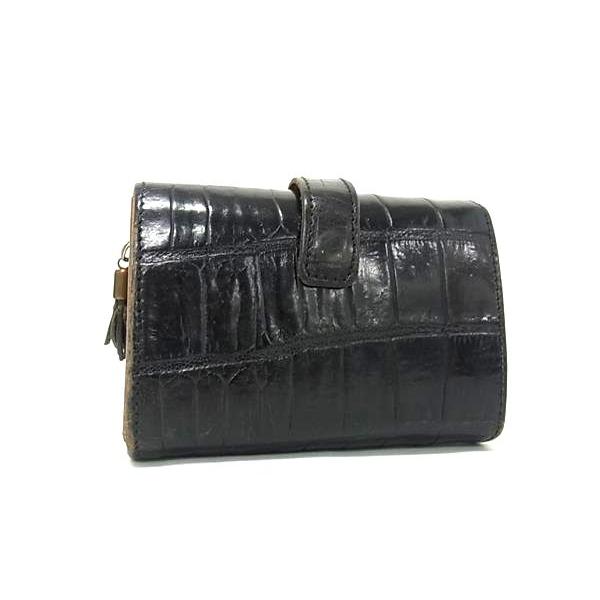 Felisi フェリージ クロコダイル型押しレザー 二つ折り 財布 ウォレット 小銭入れ カード入れ...