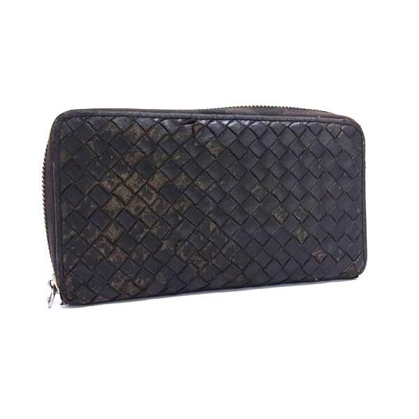 BOTTEGA VENETA ボッテガヴェネタ イントレチャート レザー ラウンドファスナー 長財布...