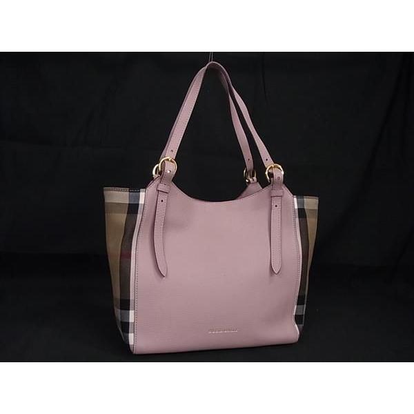 ■極美品■ BURBERRY バーバリー ノバチェック レザー×キャンバス ハンドバッグ ショルダー...