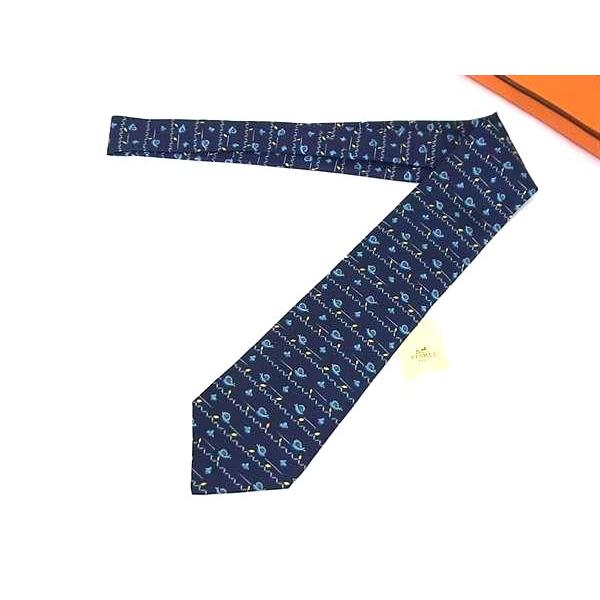 ■新品■未使用■ HERMES エルメス シルク100% カタツムリ柄 ネクタイ ビジネス 紳士 メ...