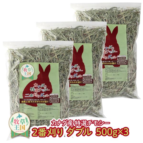 カナダ産特選チモシー2番刈りダブル 500g×3袋 うさぎ牧草 ウサギ チモシー カナダ ダブルプレ...