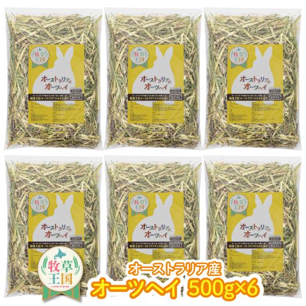 うさぎ 牧草 オーツヘイ 500g×6袋 オーストラリア産 ウサギ チンチラ ハムスター デグー も...