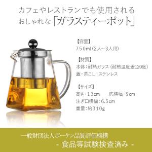 耐熱ガラス ティーポット 750ml 大きめ ...の詳細画像1