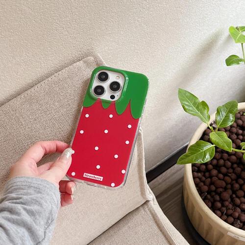 iPhone ケース カバー いちご 白ドット かわいい おしゃれ 個性的 原宿 韓国 レトロ おも...