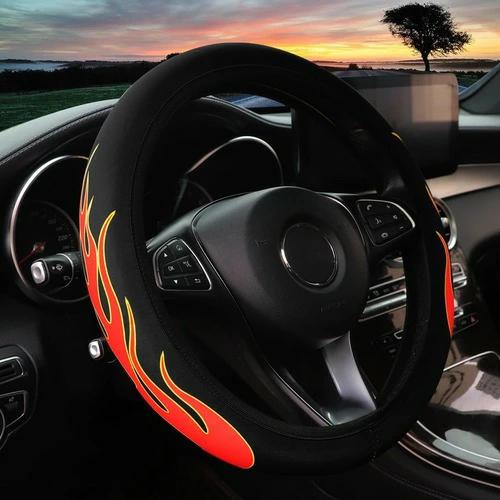 全2種類 炎 フレイム 車 ハンドルカバー カー用品 カーインテリア ステアリングホイールカバー ト...