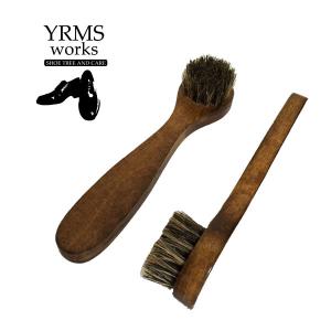 靴磨きに最適　靴クリーム塗布用　ハンドルブラシ　馬毛使用