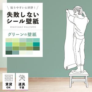 壁紙シール 無地 緑 45cm×約10m　6本 貼ってはがせる壁紙 緑 グリーン 2.5m ウォールステッカー