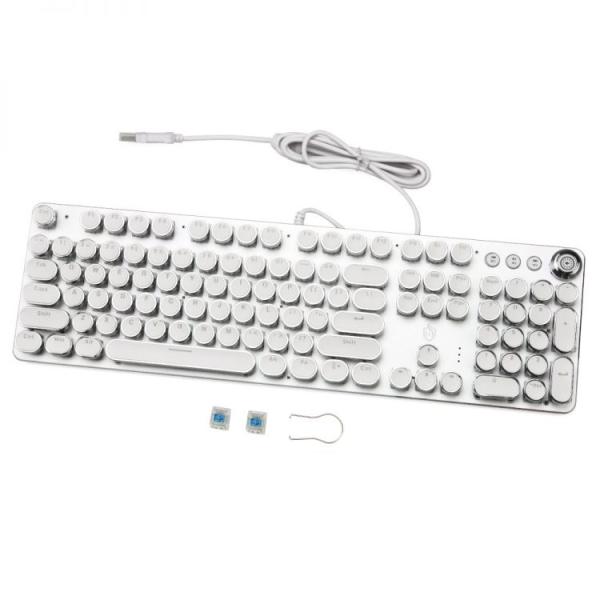 メカニカルキーボード 青軸 有線 RGB混光 バックライト 防水設計 マルチファンクションノブ搭載 ...