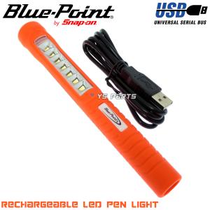 [正規品/シリアルナンバー付]ブルーポイント高輝度7LED+1 USB充電ペン型ライト[オレンジ] 重量約57g軽量モデル(microUSB充電入力端子装備)7LED+スポットLED仕様｜ys-parts-jp