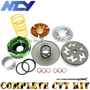 シグナスX NCYコンプリートCVT 8点SET(ハイスピードプーリー+ドライブフェイス+軽量強化クラッチ+クラッチアウター+トルクカム+スライダー+ローラー+センスプ)｜ys-parts-jp