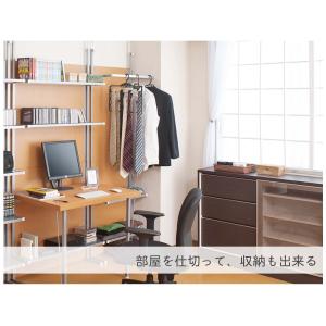 突っ張り間仕切りハンガーラック+棚2段 幅60...の詳細画像1