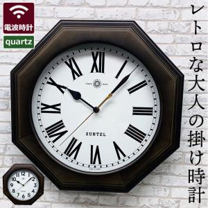 電波時計 クオーツ時計 掛け時計 8角アンティーク 八角形 日本製