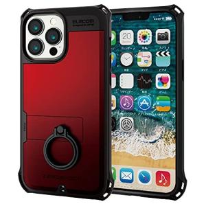 エレコム iPhone 13 Pro Max/ハイブリッドケース/ZEROSHOCK/リング付き/レッド