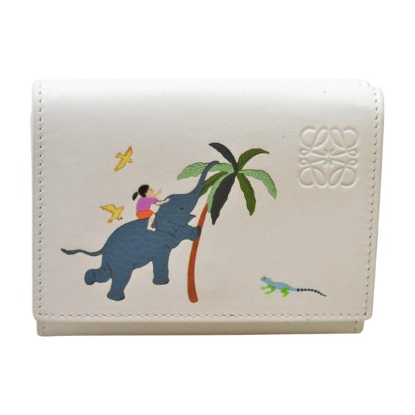 ロエベ スナフジタ LOEWE SUNAFUJITAトライフォールド ウォレット アイボリー エレフ...