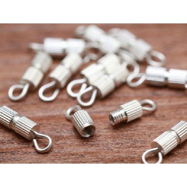 ネジ式クラスプ(約14×3mm)10個セット 白銀 ネジカン タルネジ バレルクラスプ 留め具 留め...