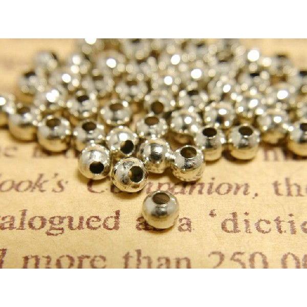 メタルビーズ(約4mm)約50個 シルバー 丸玉 ラウンド 金属ビーズ ヒキモノ ビーズアクセサリー...