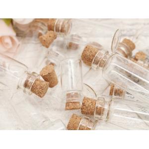 ガラス小瓶 コルク栓(約11x22mm 約14x35mm)2種x各10個 クリア 円筒 円柱 ガラス...