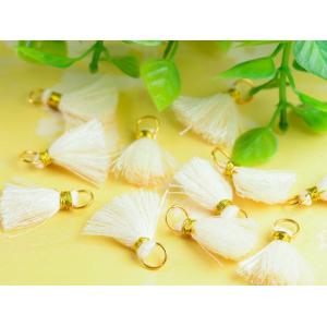 ミニタッセル(約1.8cm)10個 オフホワイト カン付き フリンジタッセル キータッセル 房飾り ...